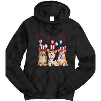 Corgi 4th Of July Dog Lover Men Women American Flag Tie Dye Hoodie