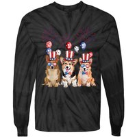 Corgi 4th Of July Dog Lover Men Women American Flag Tie-Dye Long Sleeve Shirt