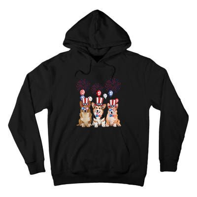 Corgi 4th Of July Dog Lover Men Women American Flag Tall Hoodie