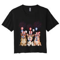 Corgi 4th Of July Dog Lover Men Women American Flag Women's Crop Top Tee