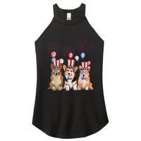 Corgi 4th Of July Dog Lover Men Women American Flag Women's Perfect Tri Rocker Tank