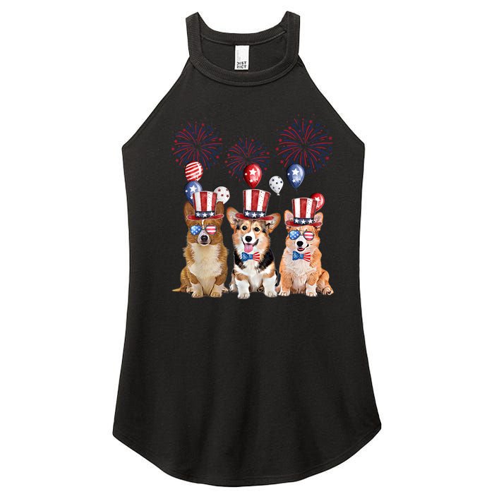 Corgi 4th Of July Dog Lover Men Women American Flag Women's Perfect Tri Rocker Tank