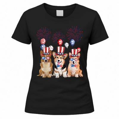 Corgi 4th Of July Dog Lover Men Women American Flag Women's T-Shirt