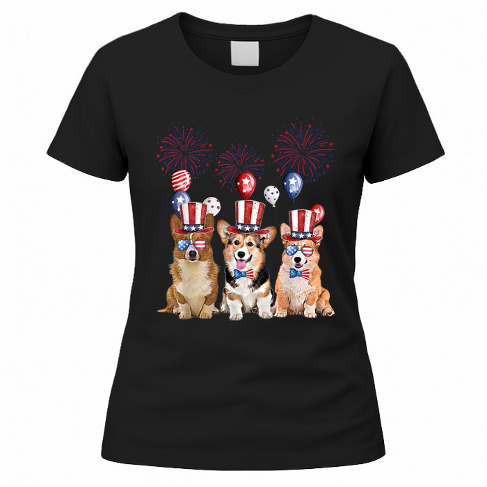 Corgi 4th Of July Dog Lover Men Women American Flag Women's T-Shirt