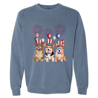 Corgi 4th Of July Dog Lover Men Women American Flag Garment-Dyed Sweatshirt