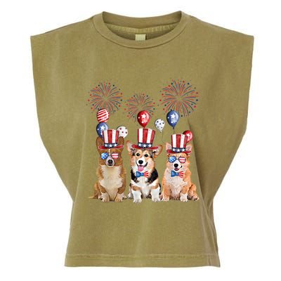 Corgi 4th Of July Dog Lover Men Women American Flag Garment-Dyed Women's Muscle Tee