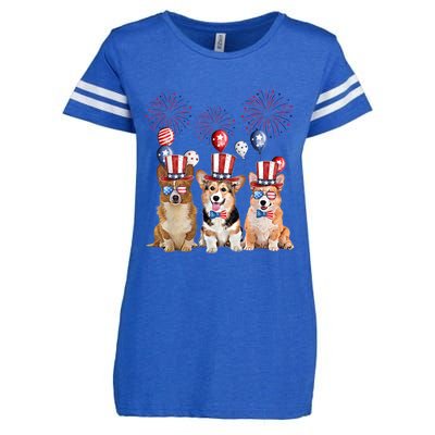 Corgi 4th Of July Dog Lover Men Women American Flag Enza Ladies Jersey Football T-Shirt