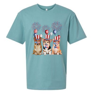 Corgi 4th Of July Dog Lover Men Women American Flag Sueded Cloud Jersey T-Shirt