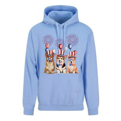 Corgi 4th Of July Dog Lover Men Women American Flag Unisex Surf Hoodie