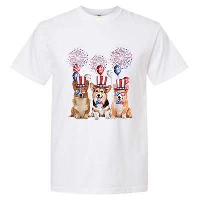 Corgi 4th Of July Dog Lover Men Women American Flag Garment-Dyed Heavyweight T-Shirt