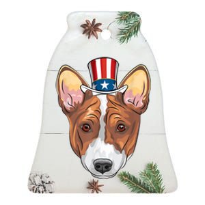 Corgi 4th Of July Dog Lover Men Women American Flag Ceramic Bell Ornament