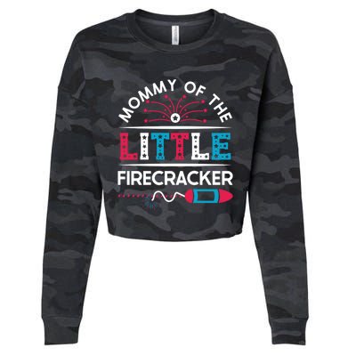 Cool 4th Of July Gift Mommy Of The Little Firecracker Meaningful Gift Cropped Pullover Crew