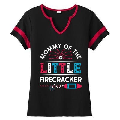 Cool 4th Of July Gift Mommy Of The Little Firecracker Meaningful Gift Ladies Halftime Notch Neck Tee