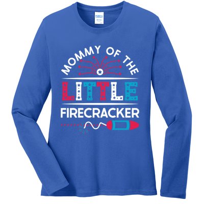 Cool 4th Of July Gift Mommy Of The Little Firecracker Meaningful Gift Ladies Long Sleeve Shirt