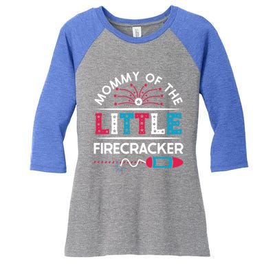 Cool 4th Of July Gift Mommy Of The Little Firecracker Meaningful Gift Women's Tri-Blend 3/4-Sleeve Raglan Shirt