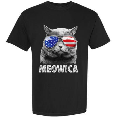 Cat 4th Of July Meowica American Flag Sunglasses Garment-Dyed Heavyweight T-Shirt