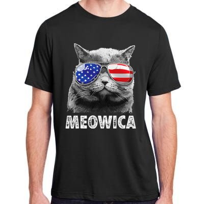 Cat 4th Of July Meowica American Flag Sunglasses Adult ChromaSoft Performance T-Shirt