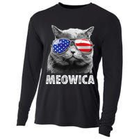 Cat 4th Of July Meowica American Flag Sunglasses Cooling Performance Long Sleeve Crew