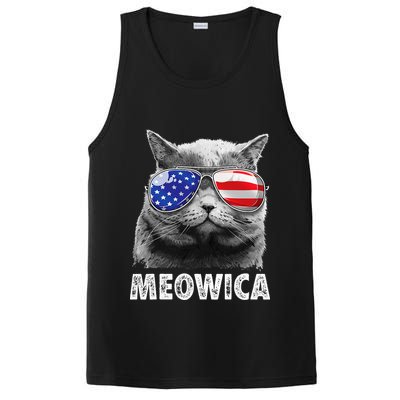 Cat 4th Of July Meowica American Flag Sunglasses PosiCharge Competitor Tank