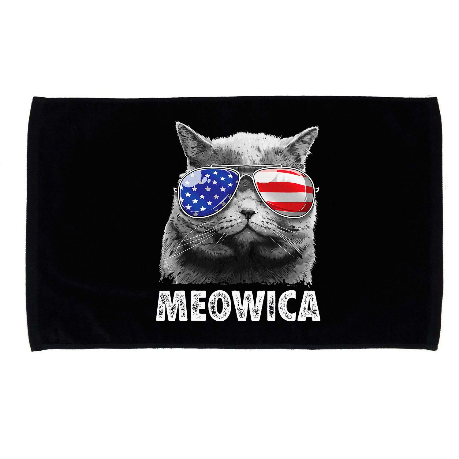 Cat 4th Of July Meowica American Flag Sunglasses Microfiber Hand Towel