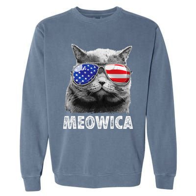 Cat 4th Of July Meowica American Flag Sunglasses Garment-Dyed Sweatshirt