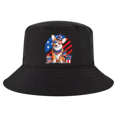 Corgi 4th Of July American Sunglasses Dog Puppy USA Corgi Cool Comfort Performance Bucket Hat