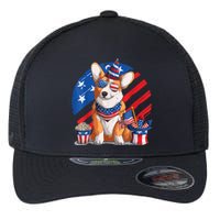 Corgi 4th Of July American Sunglasses Dog Puppy USA Corgi Flexfit Unipanel Trucker Cap