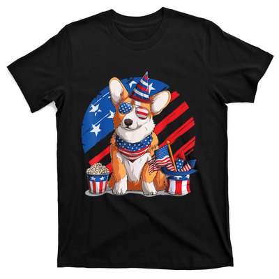 Corgi 4th Of July American Sunglasses Dog Puppy USA Corgi T-Shirt