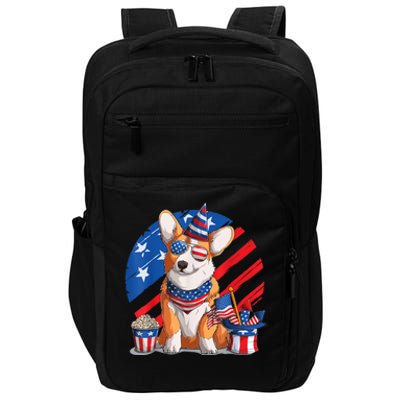 Corgi 4th Of July American Sunglasses Dog Puppy USA Corgi Impact Tech Backpack