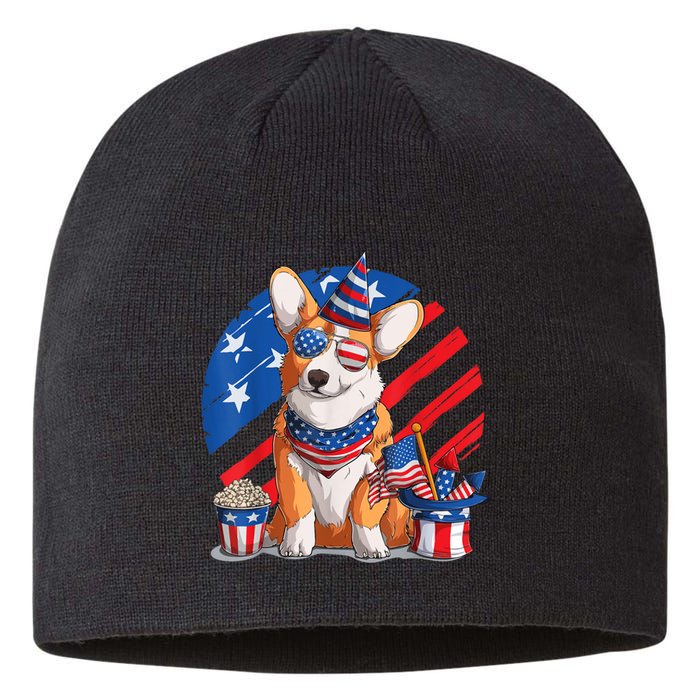 Corgi 4th Of July American Sunglasses Dog Puppy USA Corgi Sustainable Beanie