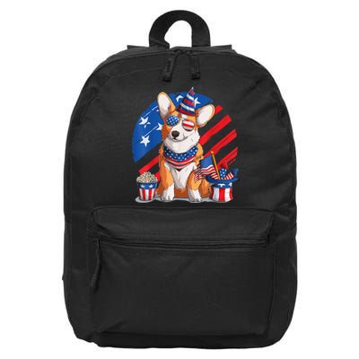 Corgi 4th Of July American Sunglasses Dog Puppy USA Corgi 16 in Basic Backpack