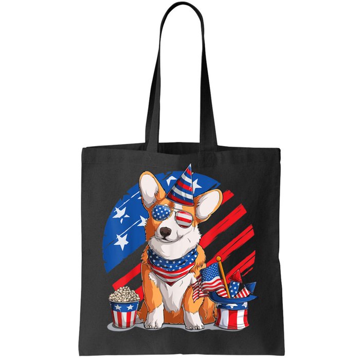 Corgi 4th Of July American Sunglasses Dog Puppy USA Corgi Tote Bag