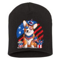 Corgi 4th Of July American Sunglasses Dog Puppy USA Corgi Short Acrylic Beanie