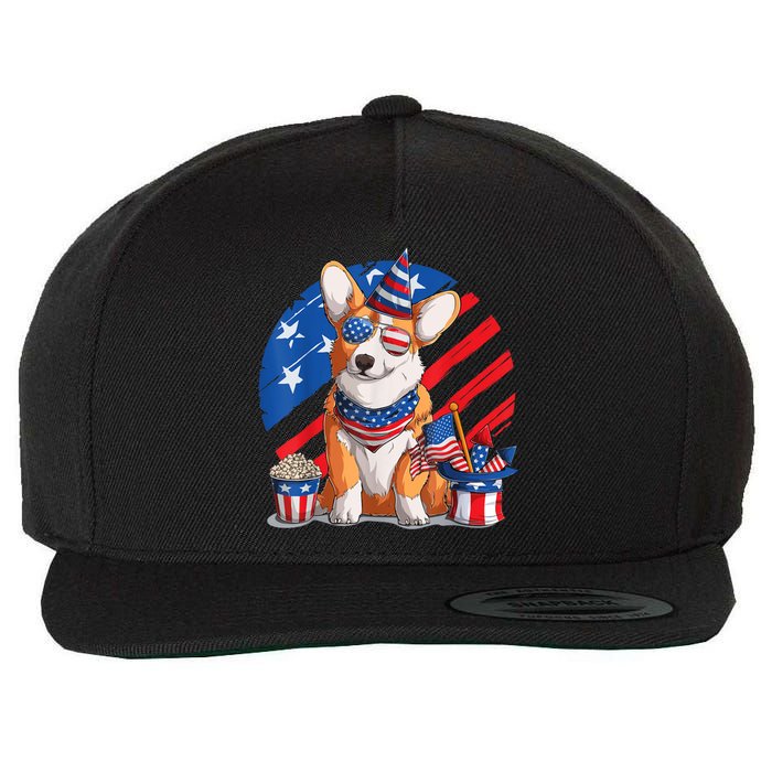 Corgi 4th Of July American Sunglasses Dog Puppy USA Corgi Wool Snapback Cap