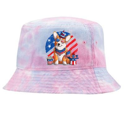 Corgi 4th Of July American Sunglasses Dog Puppy USA Corgi Tie-Dyed Bucket Hat