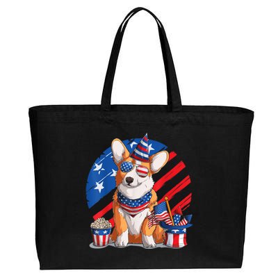 Corgi 4th Of July American Sunglasses Dog Puppy USA Corgi Cotton Canvas Jumbo Tote