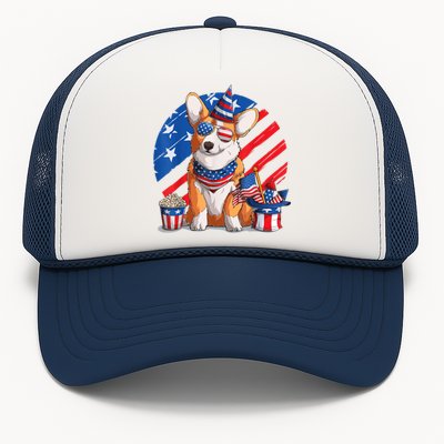 Corgi 4th Of July American Sunglasses Dog Puppy USA Corgi Trucker Hat