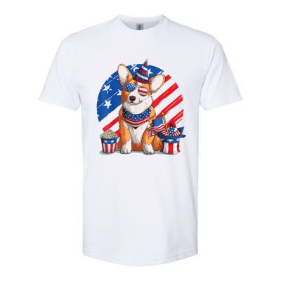 Corgi 4th Of July American Sunglasses Dog Puppy USA Corgi Softstyle® CVC T-Shirt