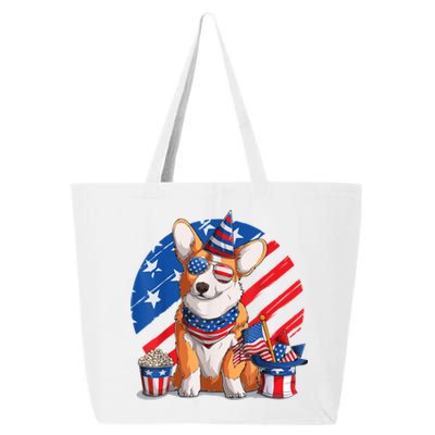 Corgi 4th Of July American Sunglasses Dog Puppy USA Corgi 25L Jumbo Tote