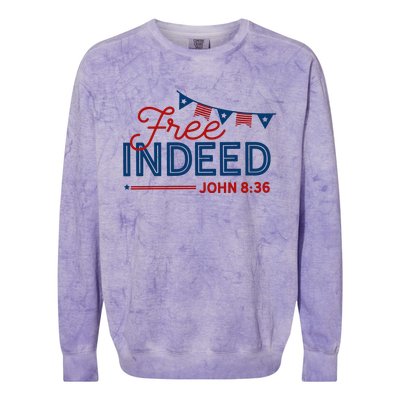 Christian 4th Of July Patriotic Free Indeed Colorblast Crewneck Sweatshirt