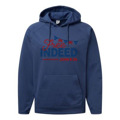 Christian 4th Of July Patriotic Free Indeed Performance Fleece Hoodie