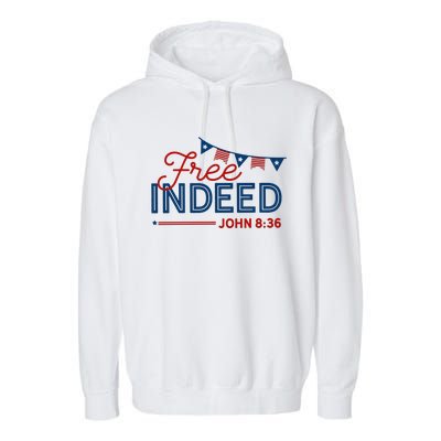 Christian 4th Of July Patriotic Free Indeed Garment-Dyed Fleece Hoodie