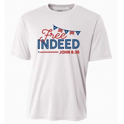 Christian 4th Of July Patriotic Free Indeed Cooling Performance Crew T-Shirt