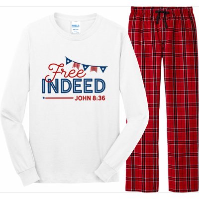 Christian 4th Of July Patriotic Free Indeed Long Sleeve Pajama Set