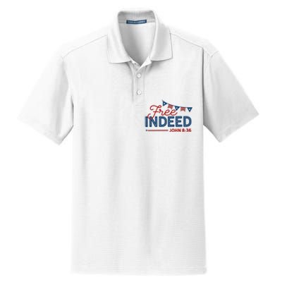 Christian 4th Of July Patriotic Free Indeed Dry Zone Grid Polo