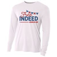 Christian 4th Of July Patriotic Free Indeed Cooling Performance Long Sleeve Crew