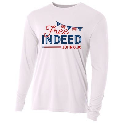 Christian 4th Of July Patriotic Free Indeed Cooling Performance Long Sleeve Crew