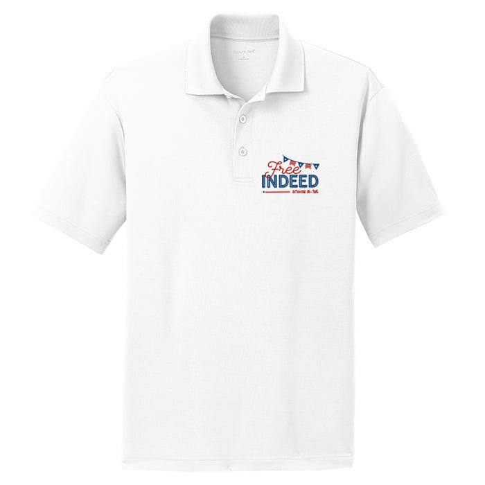 Christian 4th Of July Patriotic Free Indeed PosiCharge RacerMesh Polo