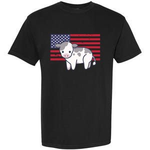 Cow 4th Of July Patriotic Usa American Flag Kawaii Lover Gift Garment-Dyed Heavyweight T-Shirt