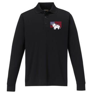 Cow 4th Of July Patriotic Usa American Flag Kawaii Lover Gift Performance Long Sleeve Polo